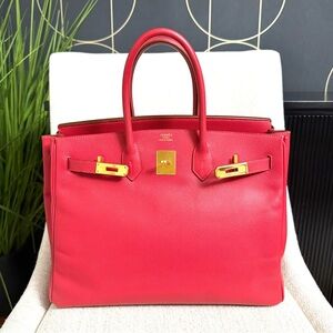 Authentic HERMES Birkin 35 handbag Rouge Vif red pink